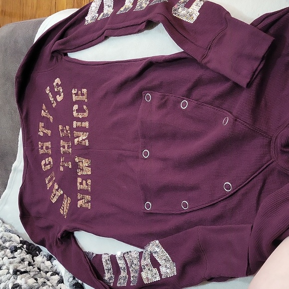 PINK Victoria's Secret Burgundy Pajama Onesie - Picture 12 of 14